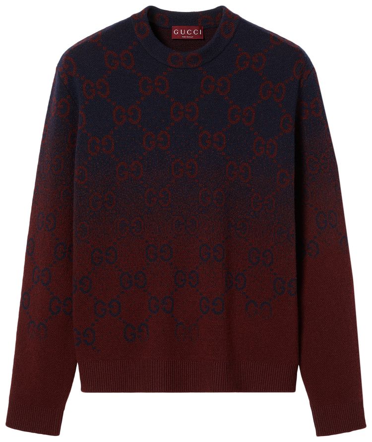 Gucci Degrade Wool Jacquard Sweater InkBordeaux