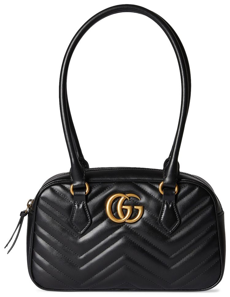 Gucci Marmont Leather Small Top Handle Bag Black