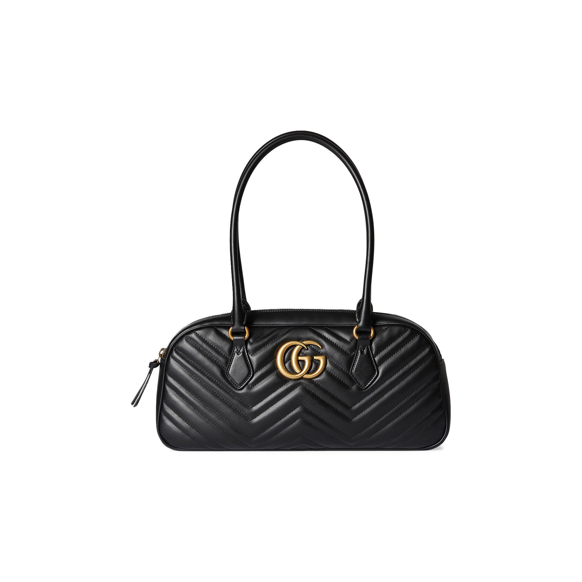 Buy Gucci Marmont Leather Medium Top Handle Bag 'Black' - 795218