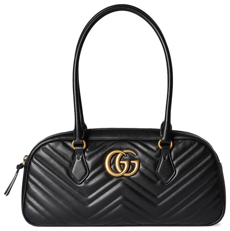 Gucci Marmont Leather Medium Top Handle Bag Black