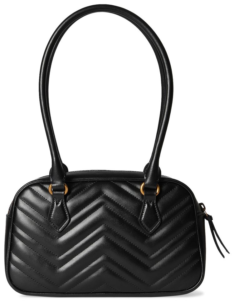 Gucci Marmont Leather Small Top Handle Bag Black