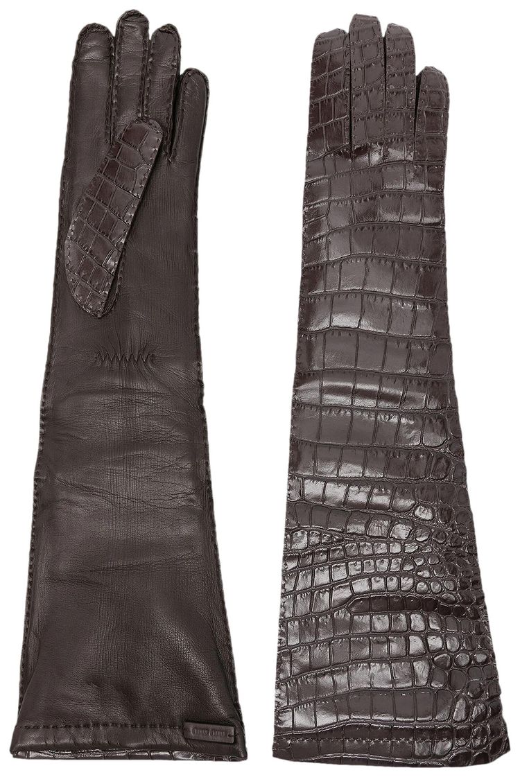 Miu Miu Leather Gloves Moro