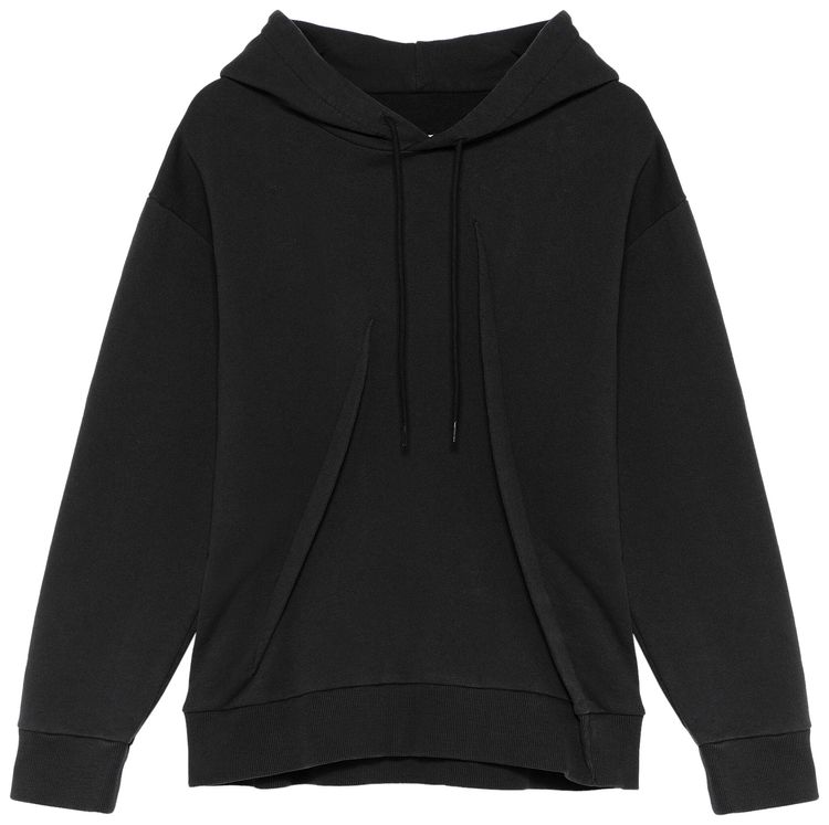 MM6 Maison Margiela Pleated Jersey Hoodie Washed Black