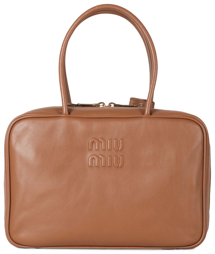 Miu Miu Leather Beau Bag Cognac
