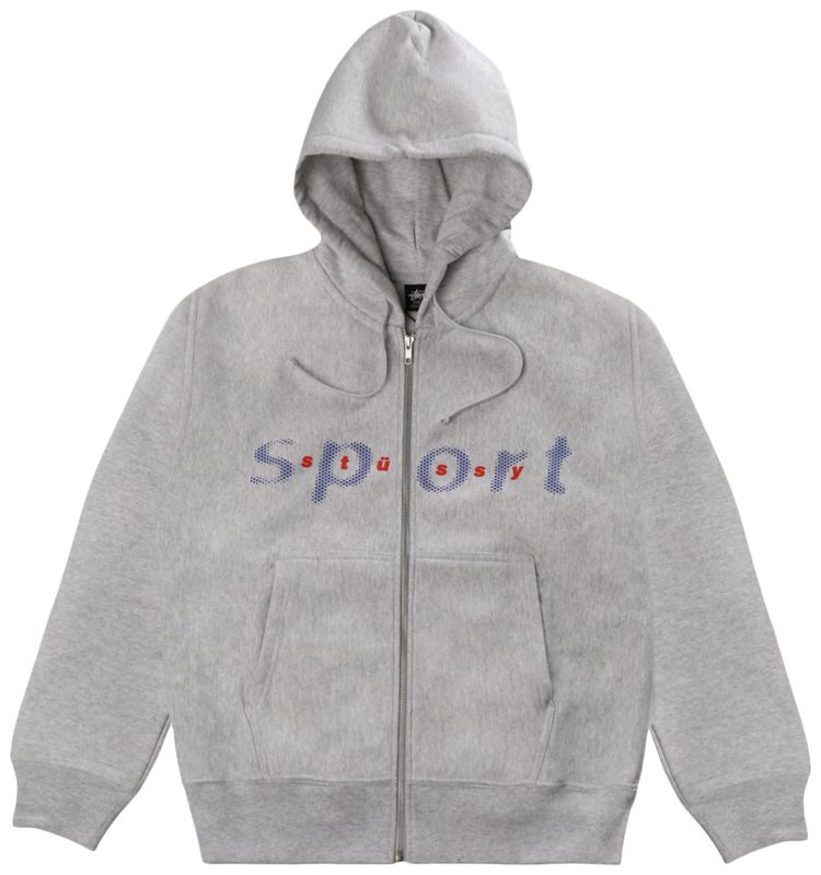 Stussy Dot Sport Zip Hoodie Ash Heather