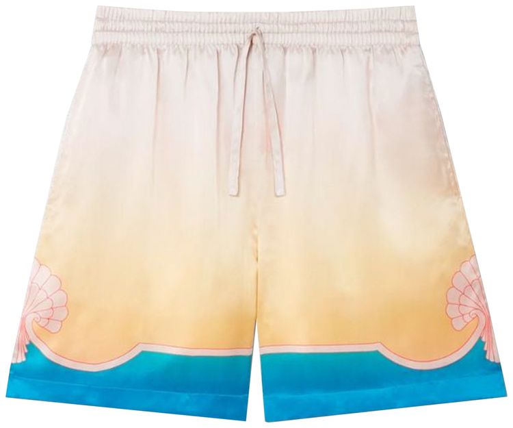Casablanca Drawstring Silk Shorts Multicolor
