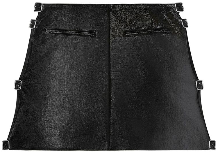 Courreges Multi Buckle Vinyl Mini Skirt Black