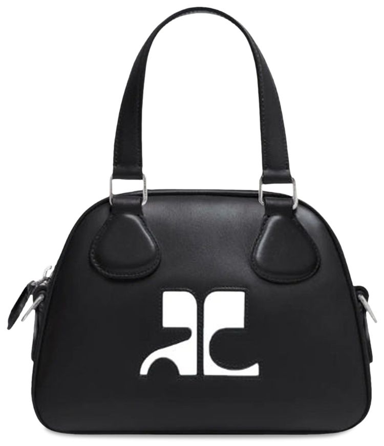 Courreges Reedition Mini Leather Bowling Bag Black