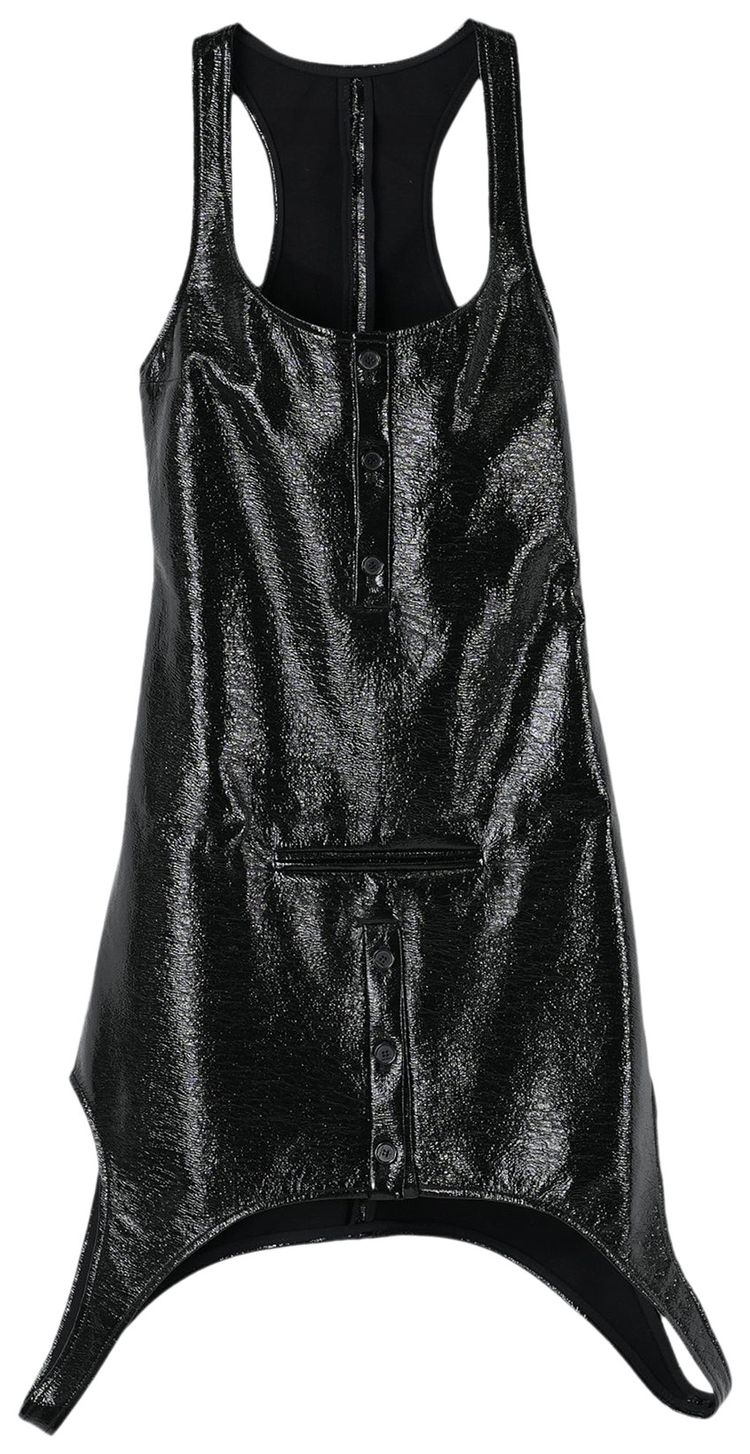 Courreges Reversed Mini Vinyl Dress Black