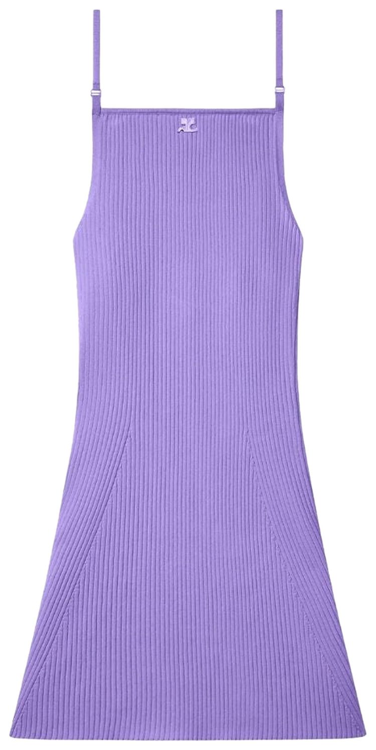 Courreges Rib Knit Mini Dress Purple
