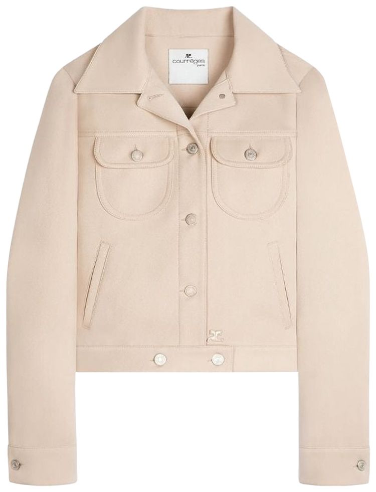 Courreges Twill Trucker Jacket Cream