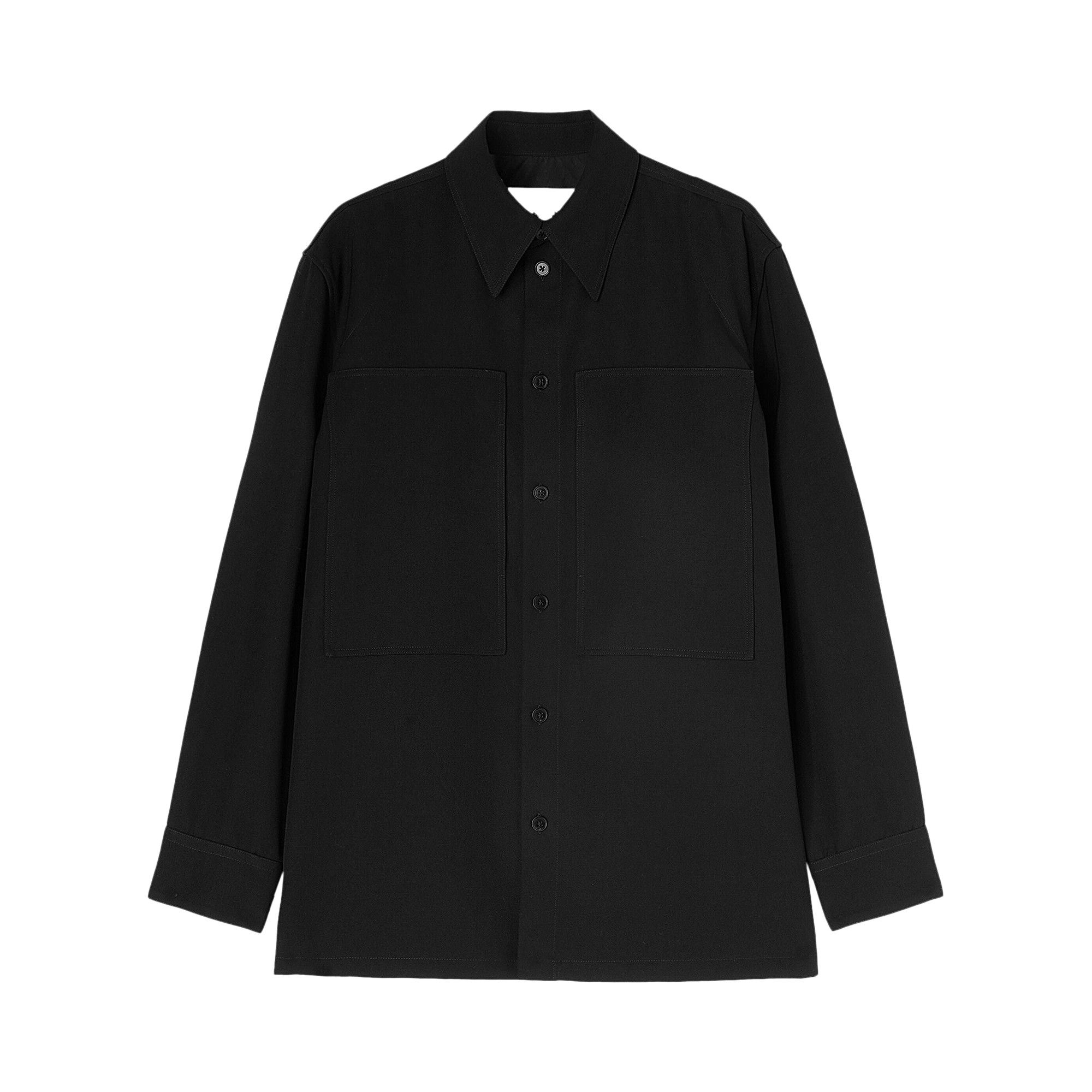 Buy Jil Sander Long-Sleeve Wool Gabardine Shirt 'Black