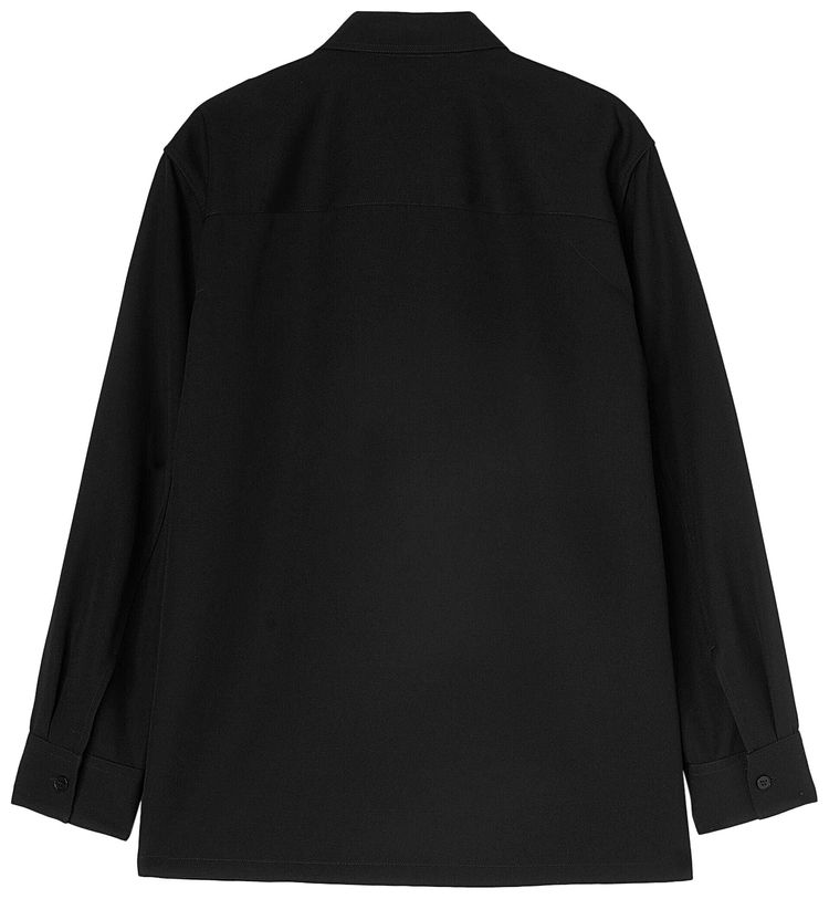 Jil Sander Long Sleeve Wool Gabardine Shirt Black
