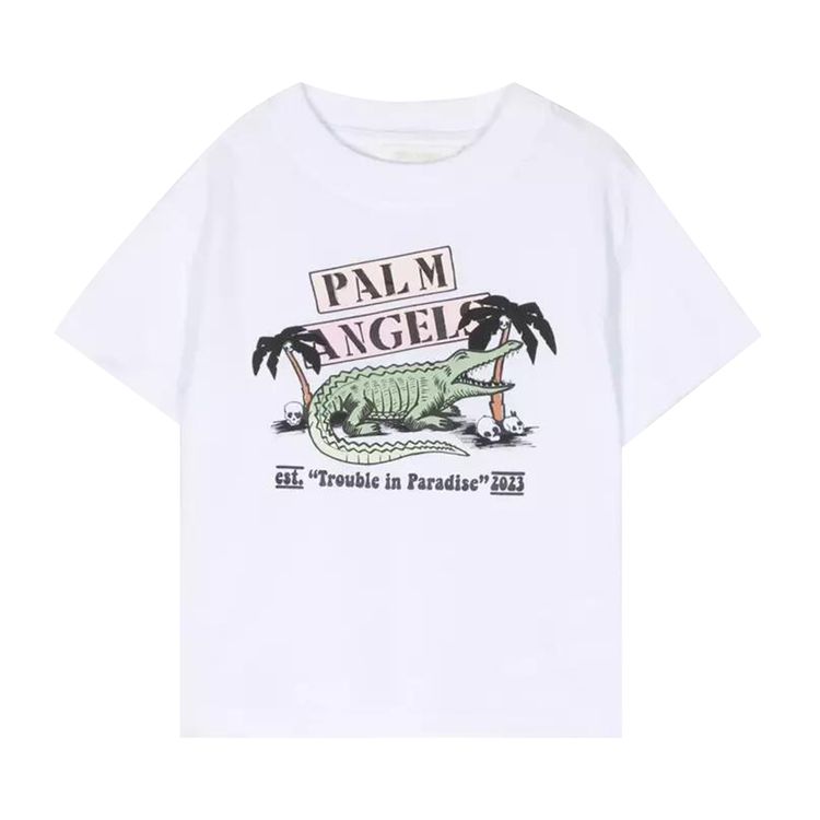 Palm Angels Kids Croco Trouble T Shirt White