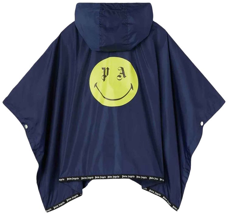 Palm Angels Kids Smiley Poncho Jacket Navy Blue