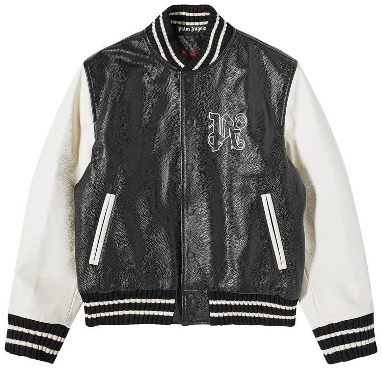 Palm Angels Monogram Classic Varsity Jacket BlackOff White