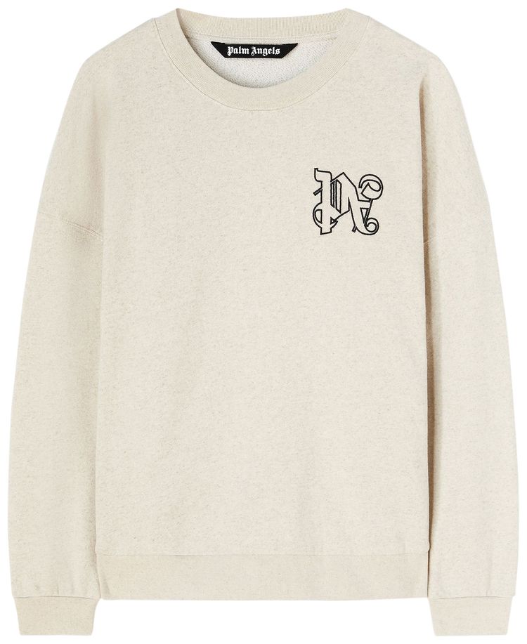Palm Angels Monogram Linen Crewneck Beige