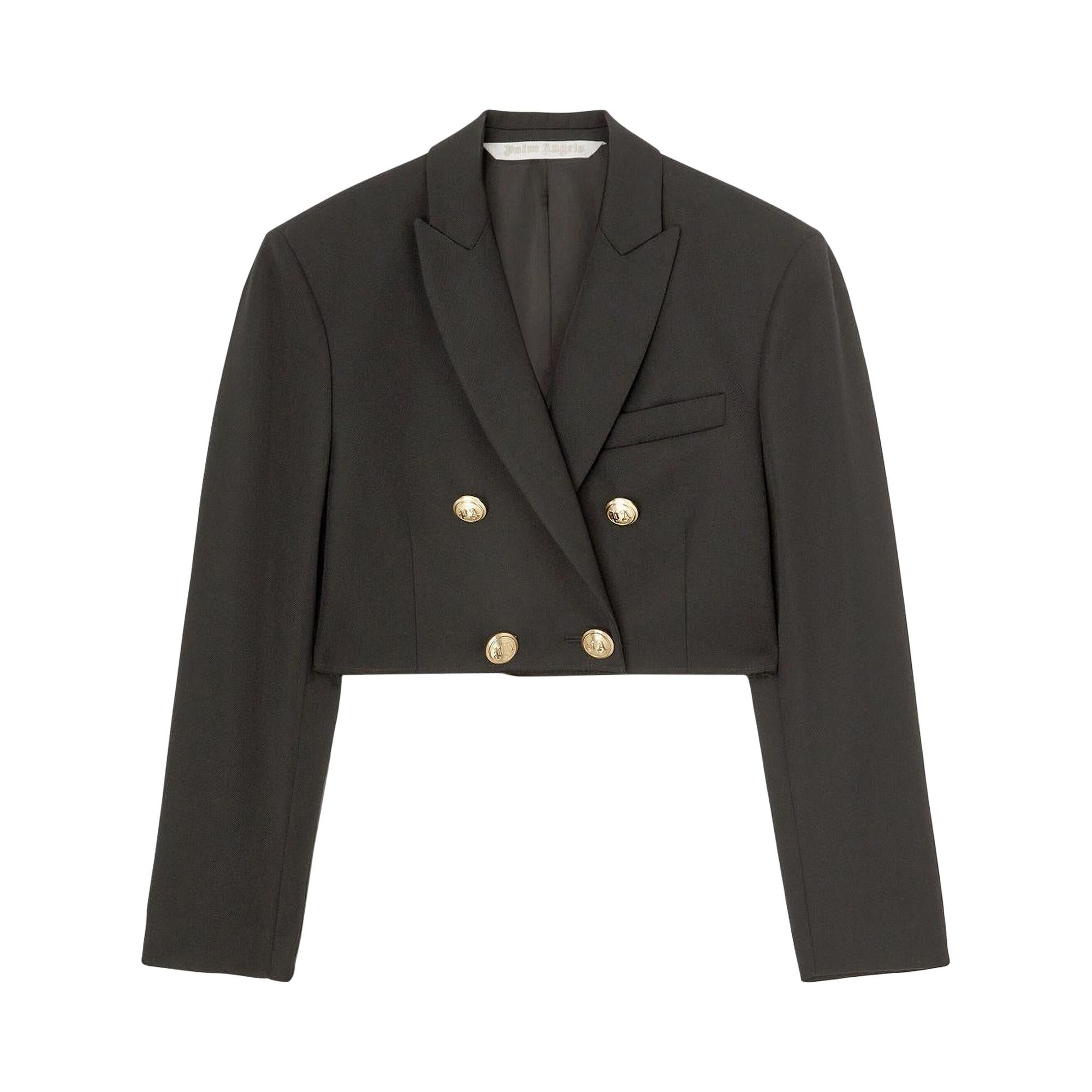 ジャケット Palm Angels FW23 Cropped blazer (PWEN032E23FAB0011076 1076) Buy Palm Angels Cropped Boyfriend Blazer 'Black/Gold