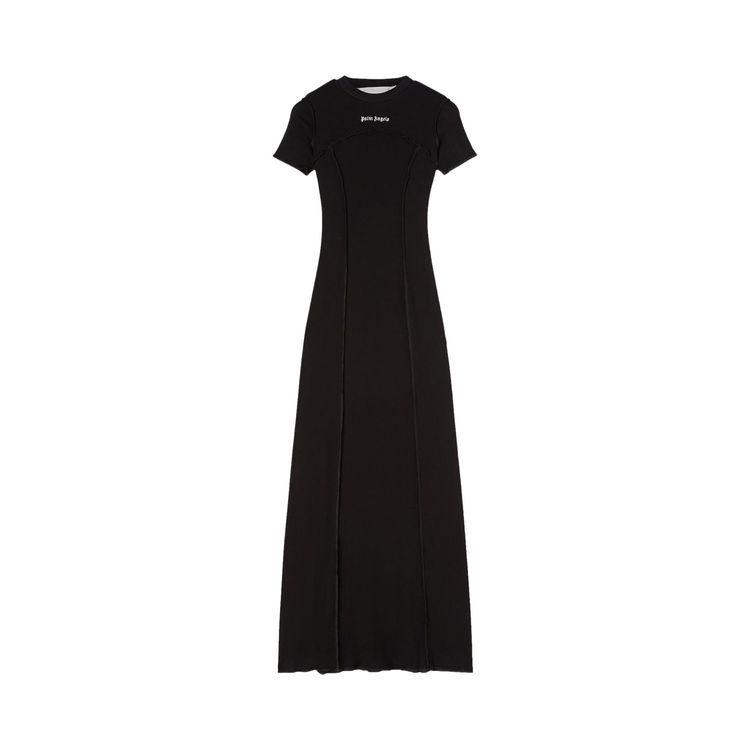 Palm Angels Open Back Logo Rib Dress Black