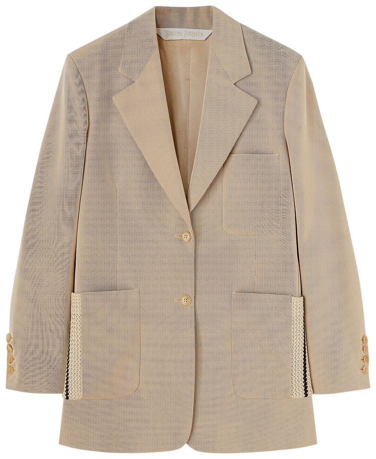 Palm Angels Knit Tape Blazer Beige