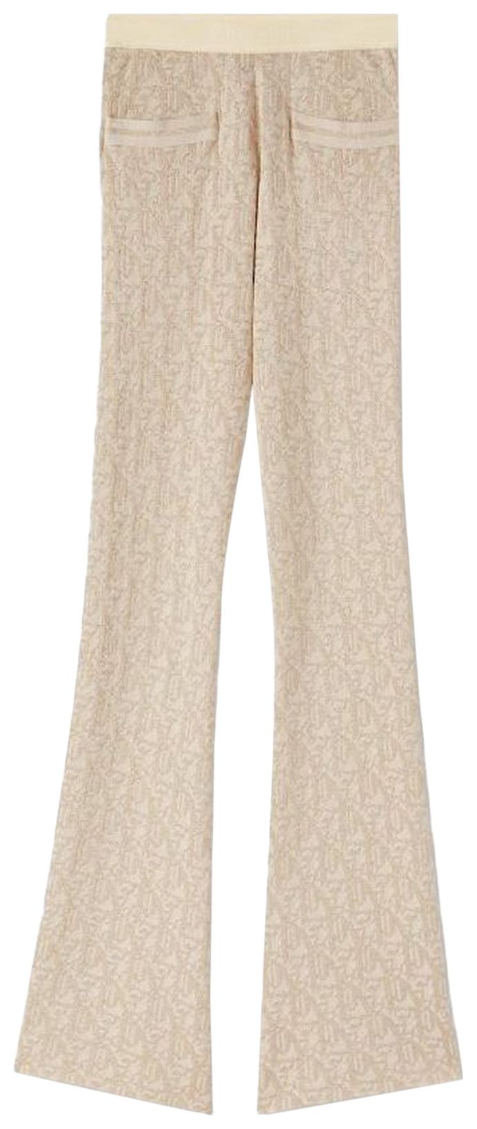 Palm Angels Monogram Jacquard Knit Pants Beige