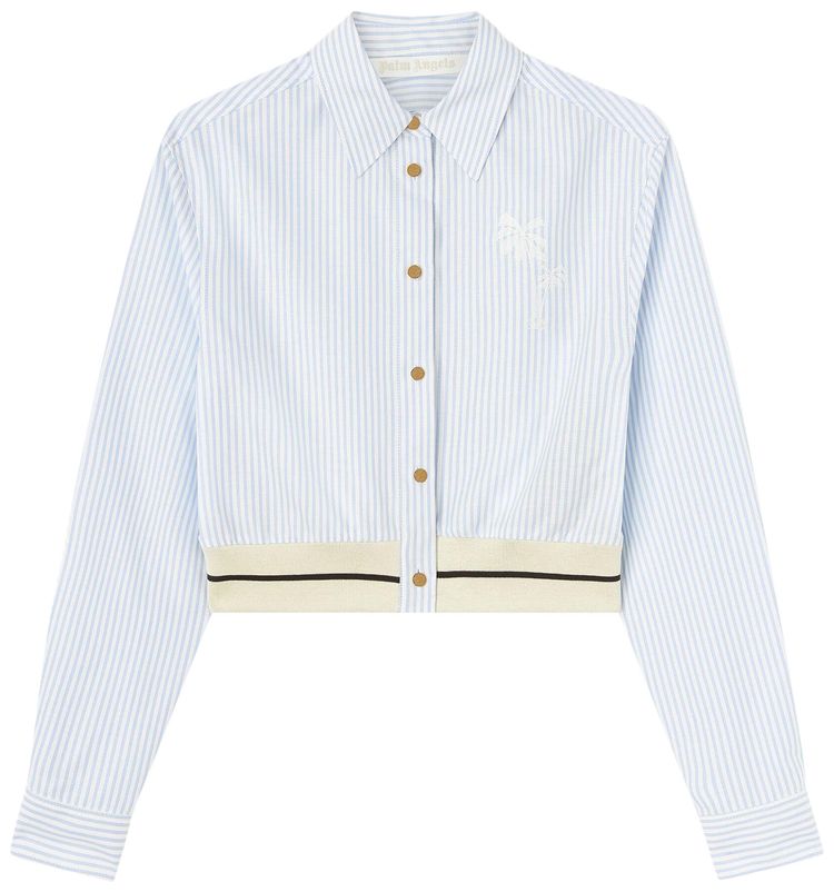 Palm Angels Palms Stripes Crop Shirt Light Blue