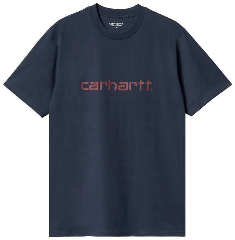 Carhartt WIP Script Short Sleeve T Shirt Air Force BlueMalbec