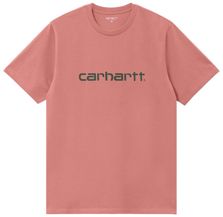Carhartt WIP Script Short Sleeve T Shirt Dusty RoseSycamore