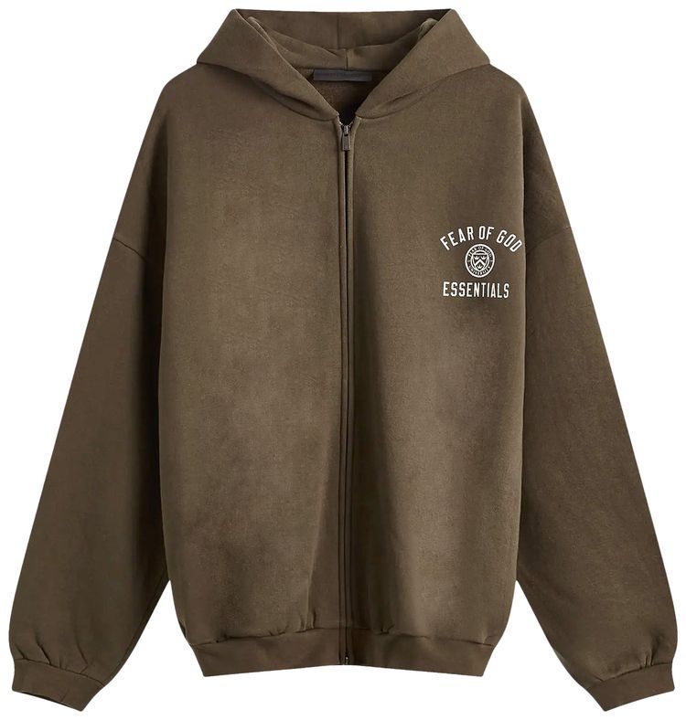 Fear of God Essentials Fleece Full Zip Hoodie Brown
