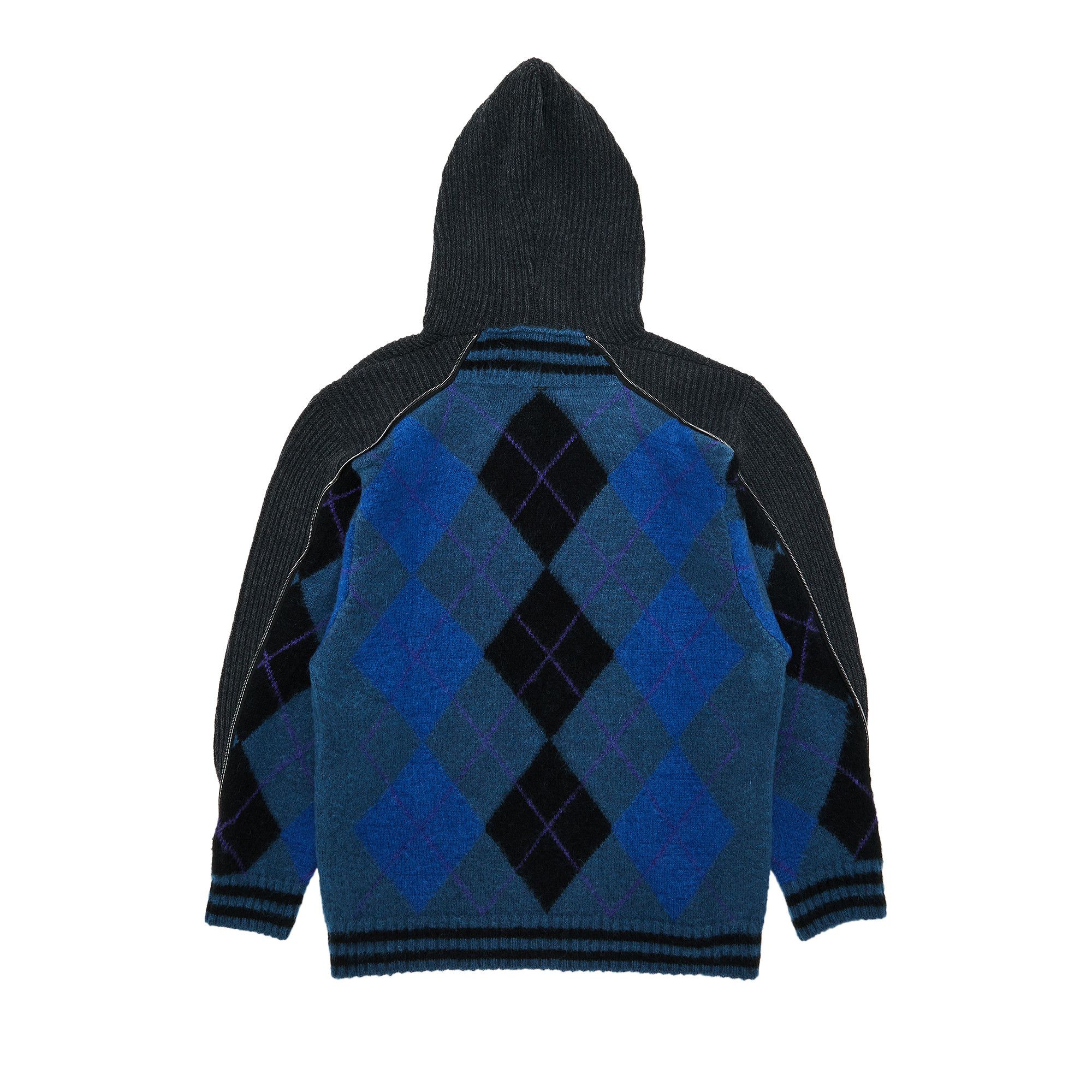 Buy Y/Project Zip Insert Hood Pullover 'Blue/Grey Argyle