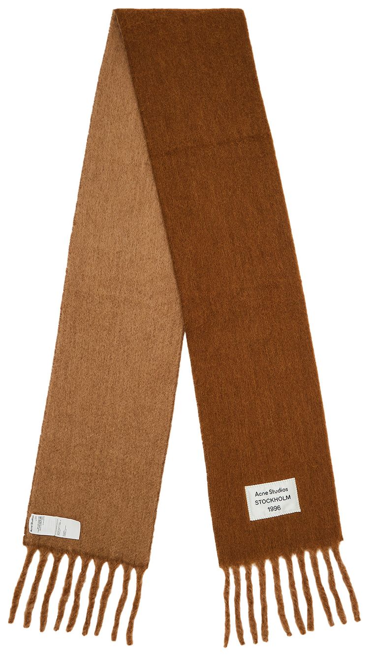 Acne Studios Logo Fringed Scarf CamelBeige