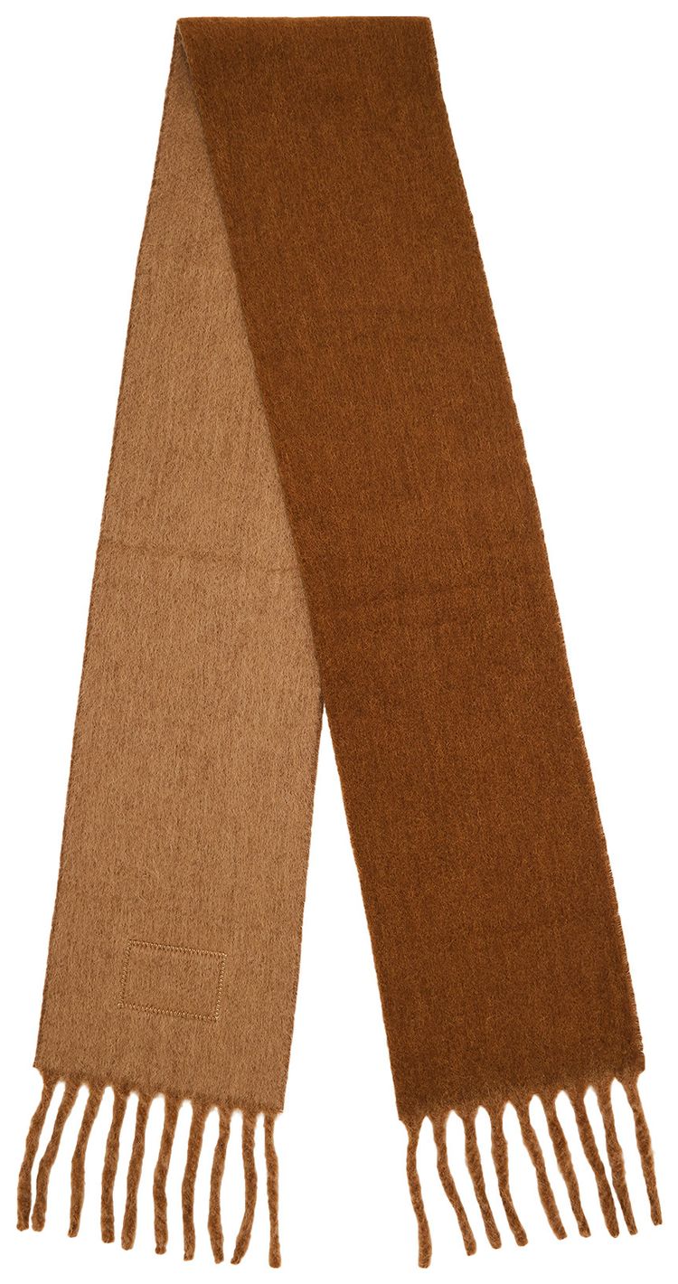 Acne Studios Logo Fringed Scarf CamelBeige