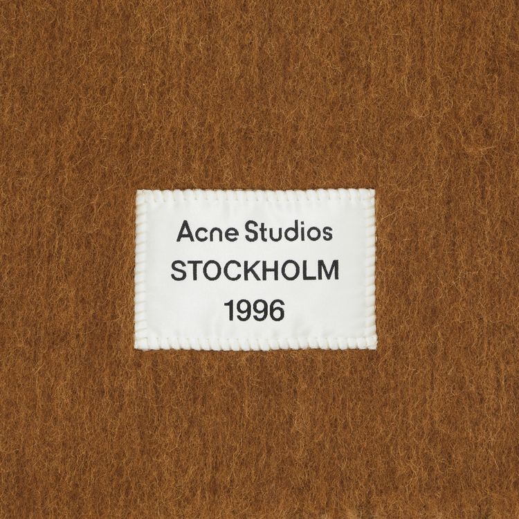 Acne Studios Logo Fringed Scarf CamelBeige
