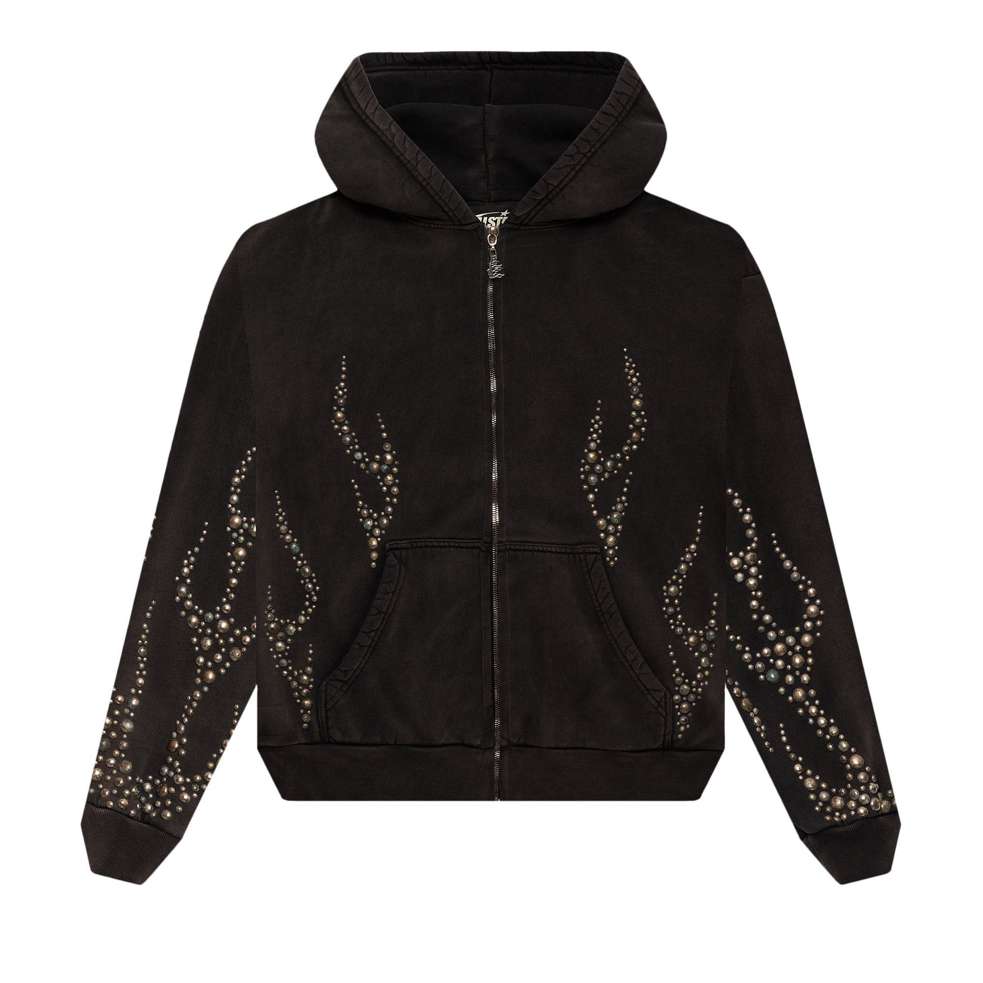 Buy Hellstar Studded Flame Zip-Up Hoodie 'Black' - HSCXZIP02