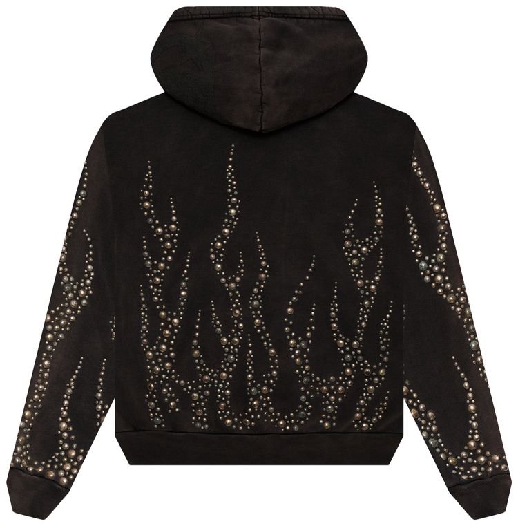 Hellstar Studded Flame Zip Up Hoodie Black