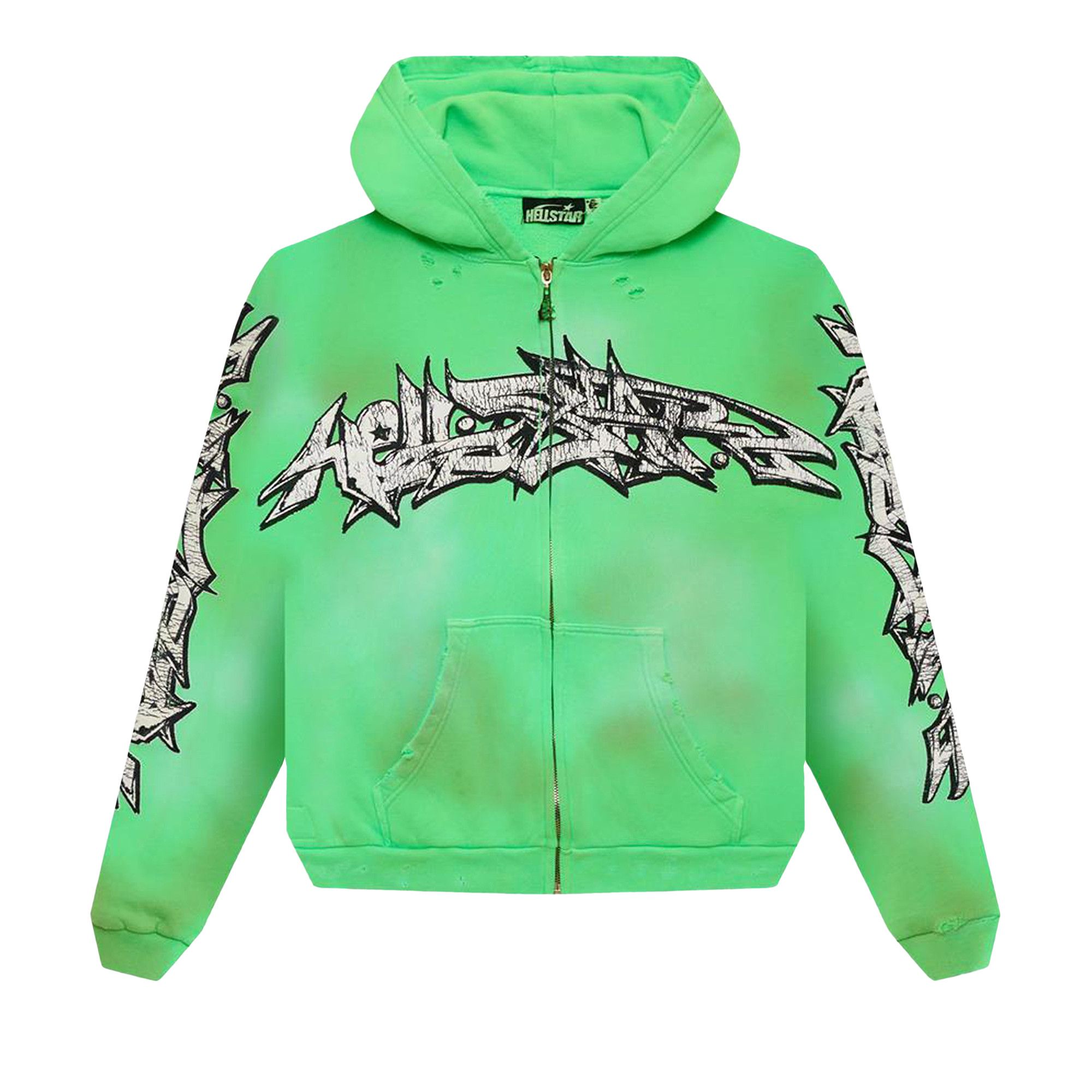 Buy Hellstar Graffiti Zip-Up Hoodie 'Green' - HS11JCK001 GREE