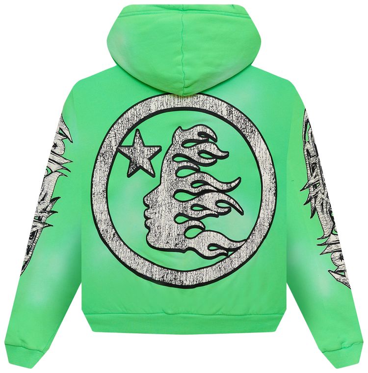 Hellstar Graffiti Zip Up Hoodie Green