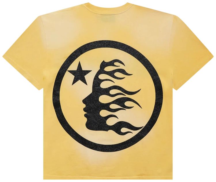 Hellstar Classic Black Glitter Logo T Shirt Yellow