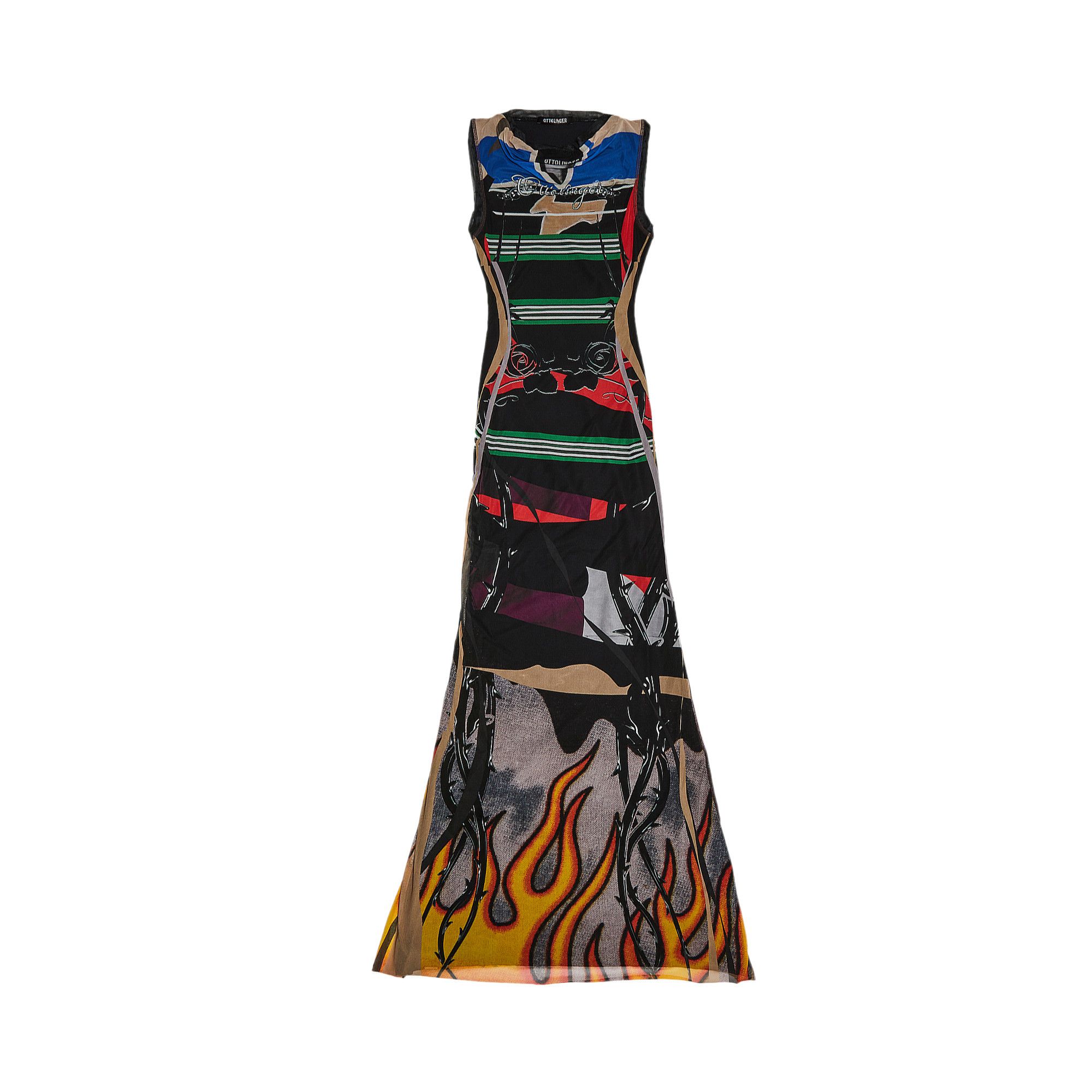 ワンピース OTTOLINGER CAT PRINT MESH MAXY DRESS (10150030102 PRIWHT) OTTOLINGER MESH MAXI DRESS CAT PRINT SS25 | DOSHABURI Shop