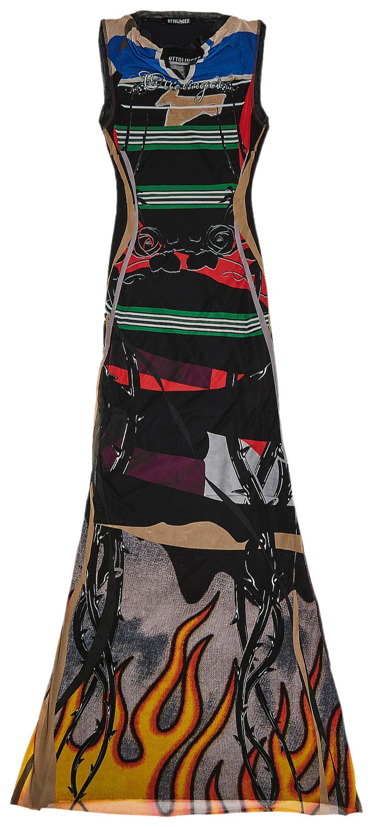 Ottolinger Mesh Maxi Dress Polo Print
