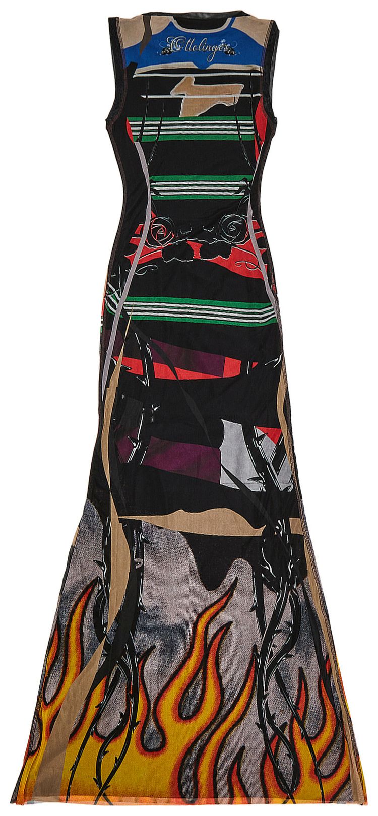Ottolinger Mesh Maxi Dress Polo Print