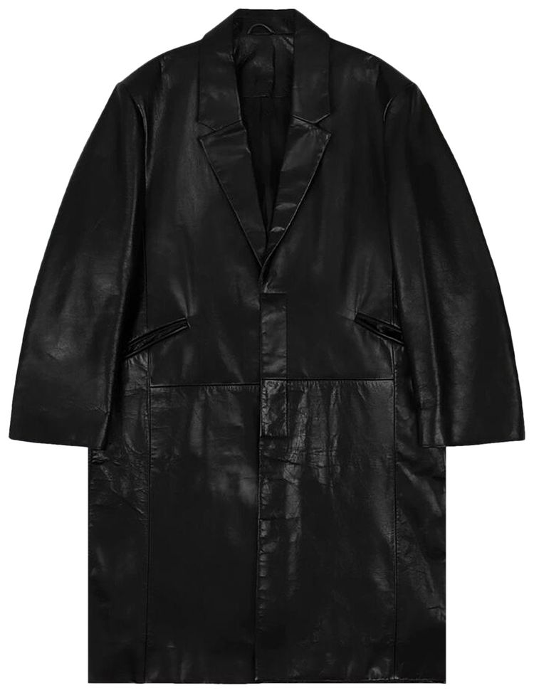 Entire Studios Single Breasted Coat Black Leather