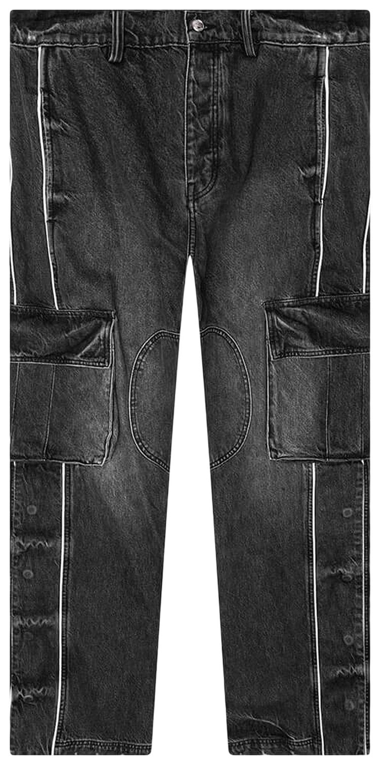 Nahmias Denim Track Logo Cargo Pants Dark Wash
