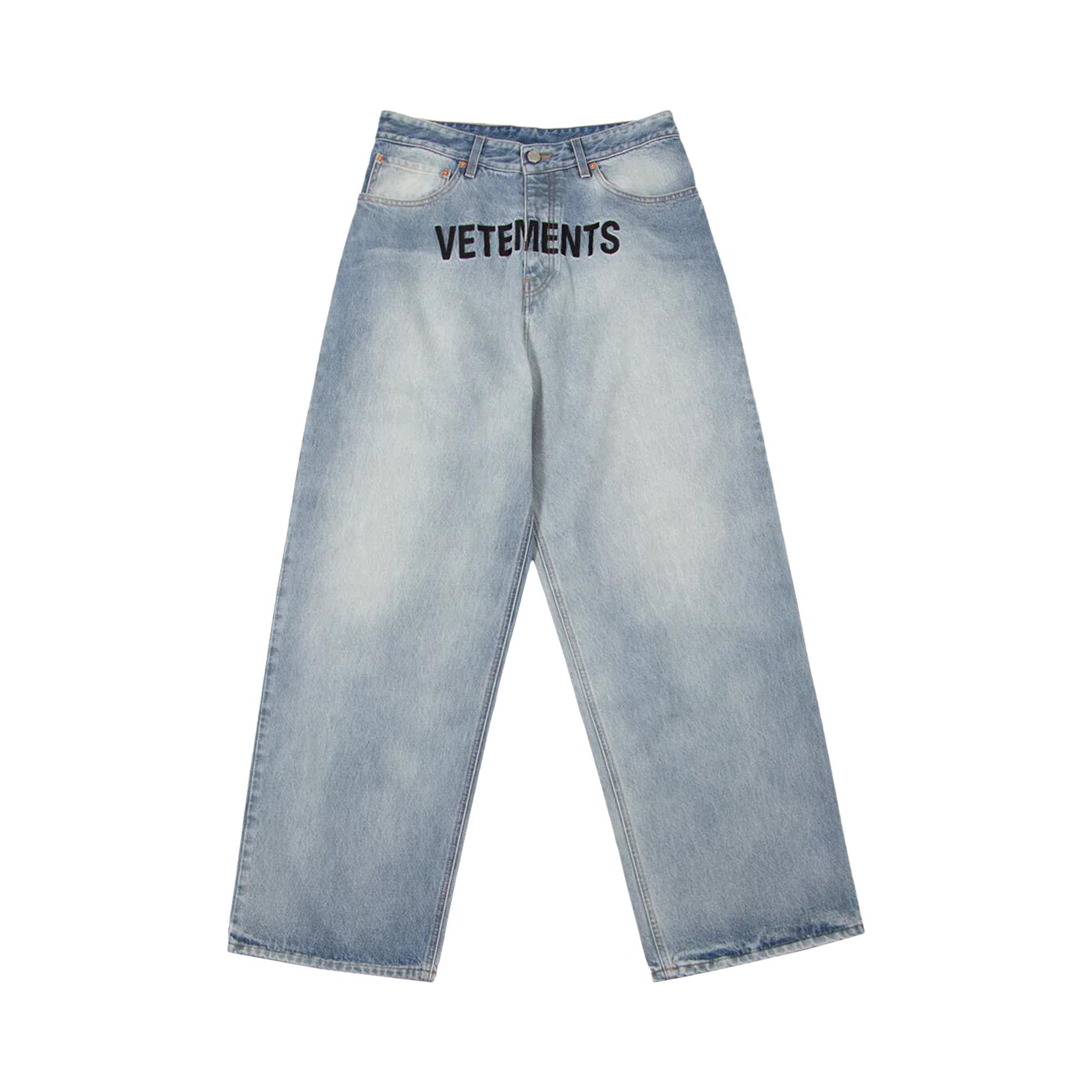 Buy Vetements Embroidered Logo Baggy Jeans 'Light Blue