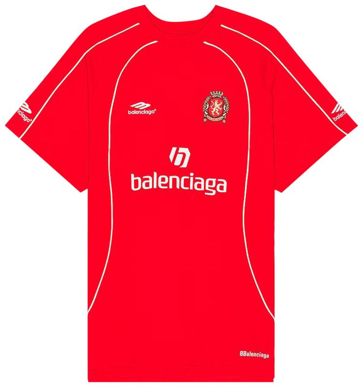 Balenciaga Oversized Soccer T Shirt Sporty RedWhite