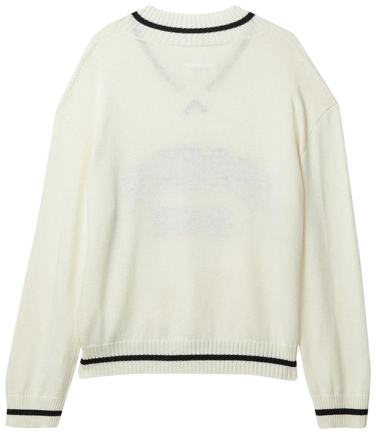 MM6 Maison Margiela Varsity Jaquard V Neck Off White