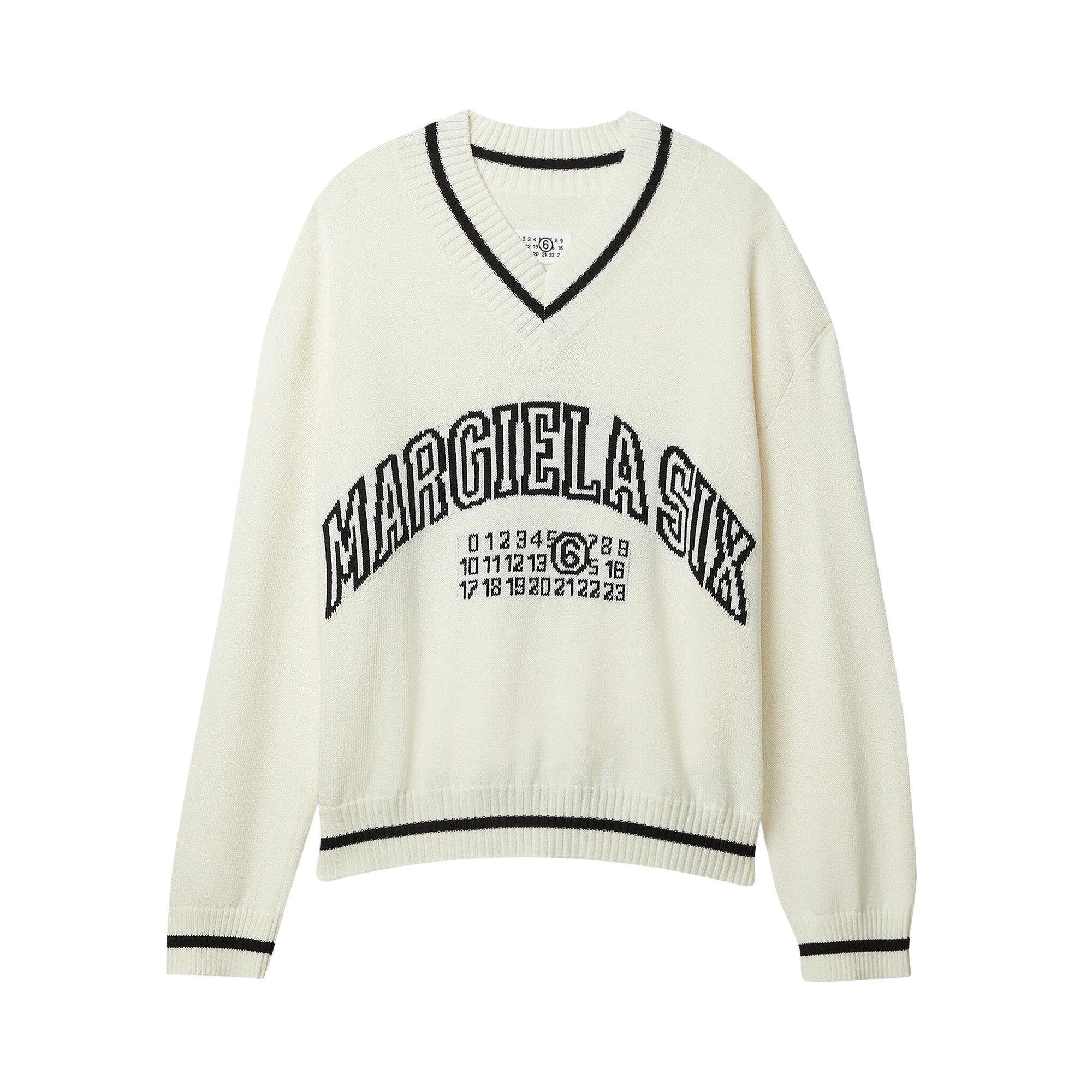 Size xl MM6 Maison Margiela Varsity Jaquard V-Neck 'Off White'