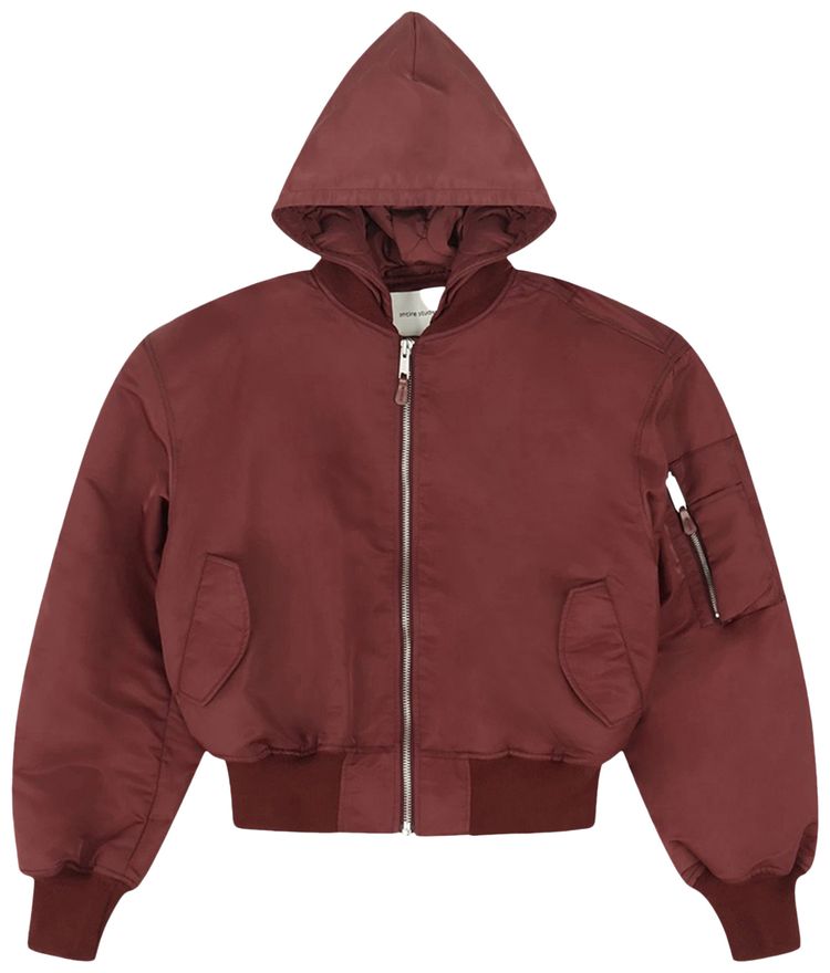 Entire Studios Hooded Broad Bomber Jacket Garnet
