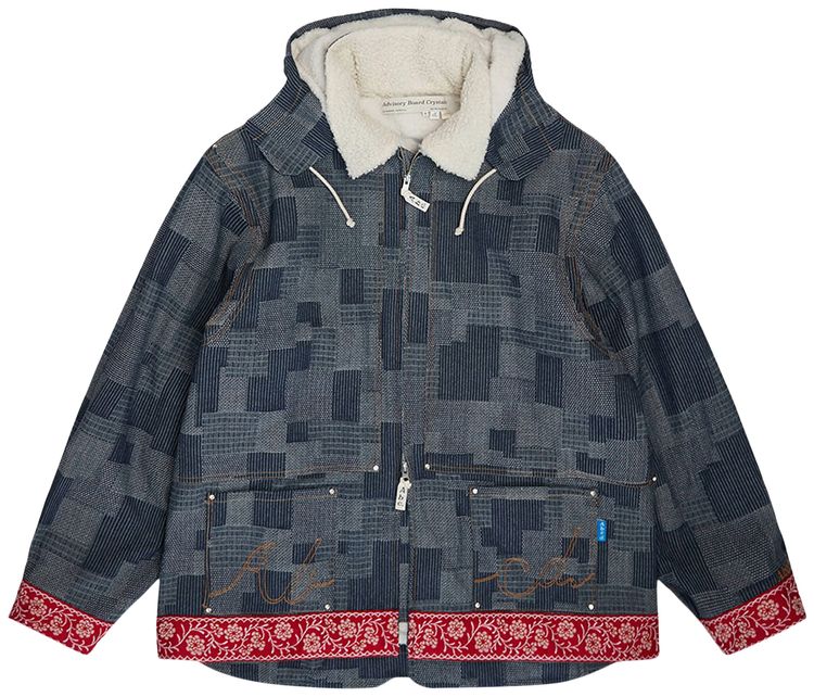 Advisory Board Crystals Crystal Rivet Patchwork Denim Hoodie Blue