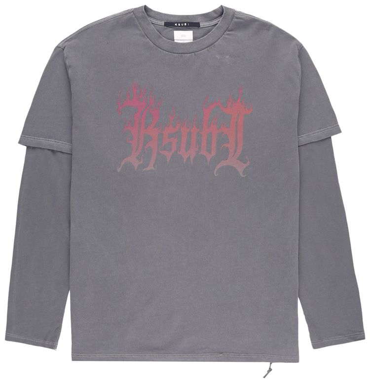 Ksubi Fuego Layered Long Sleeve T Shirt Faded Black